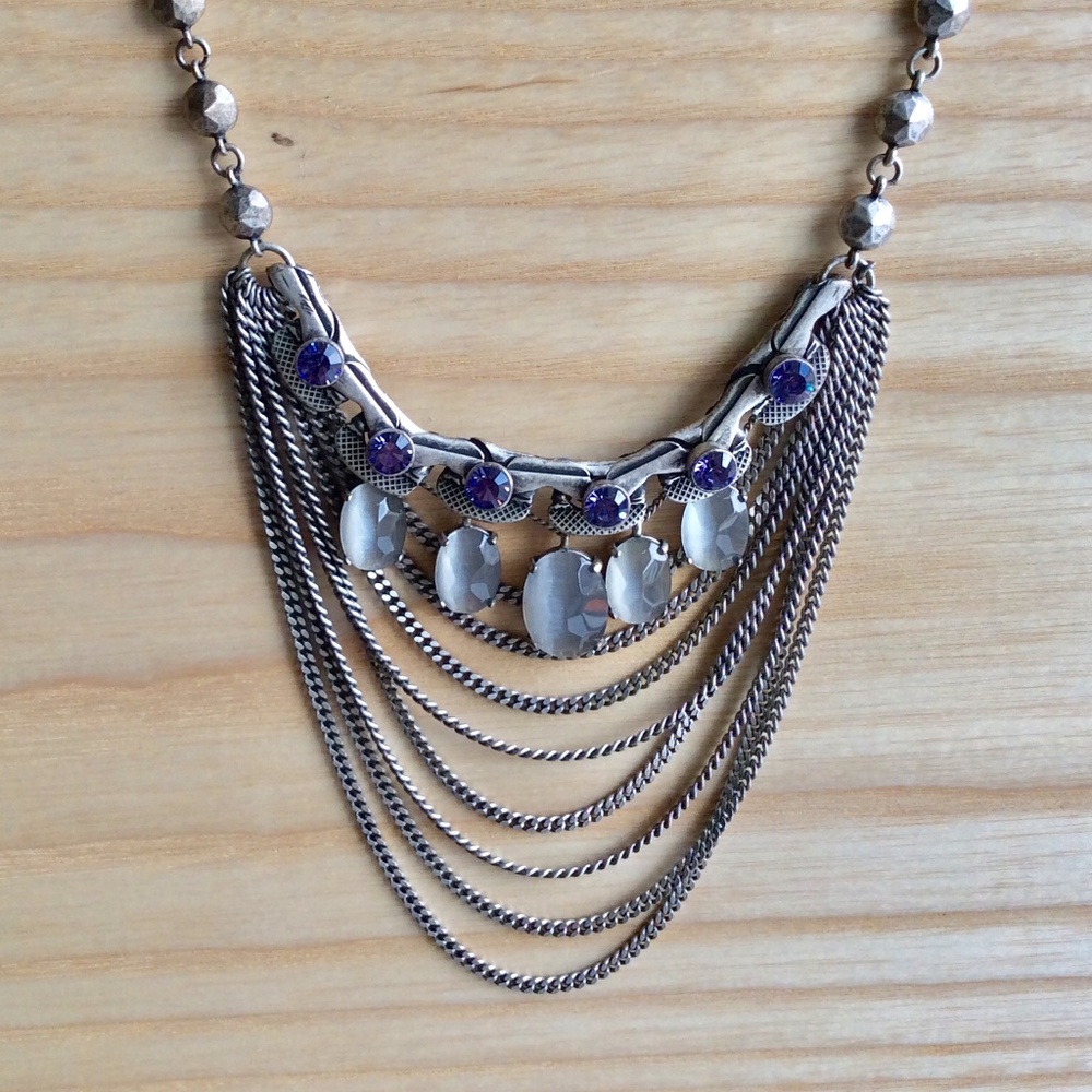 Givenchy Silver Drape Bib Necklace - image 1
